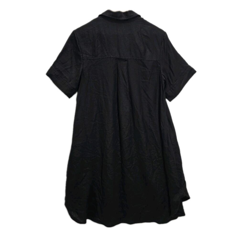 Everlane The Daytripper Shirt Dress Black 100% European Flax Linen High-Low Sz S - Picture 6 of 11